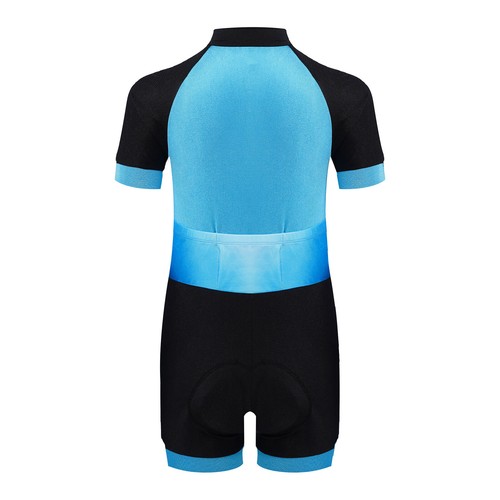 Boy Cycling Leotards Print Zip Up Training Uniform Bodysuit Biketard With Shorts - Picture 9 of 45