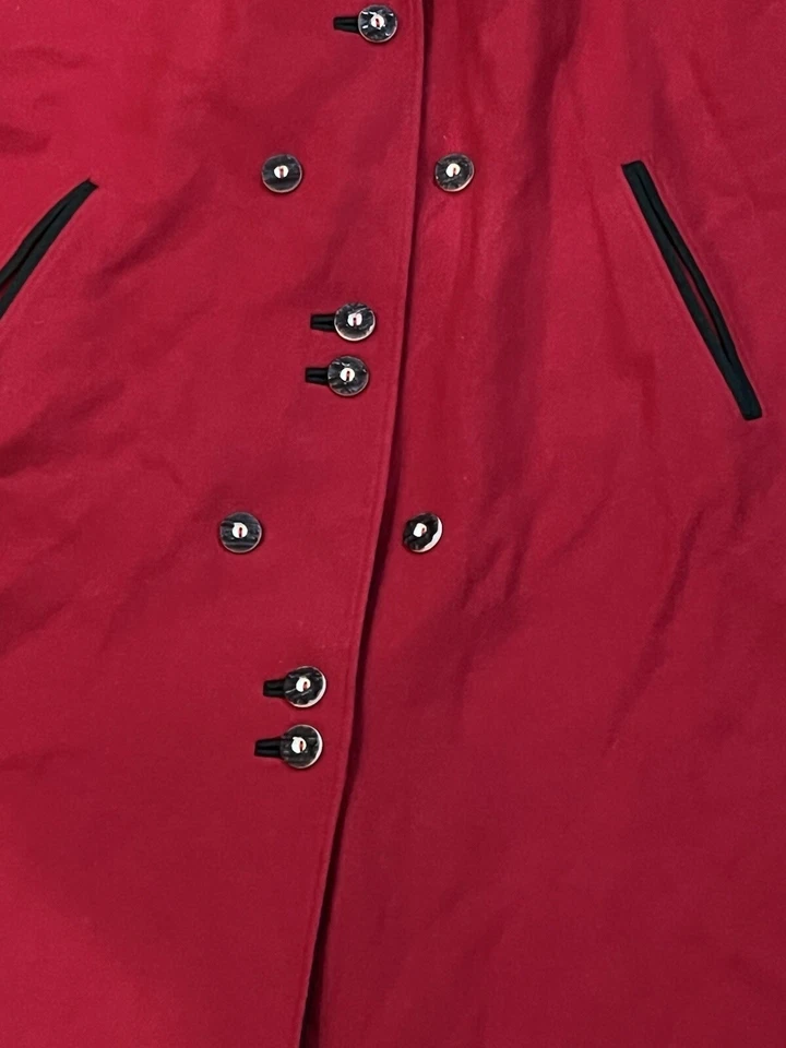 Salzburger 女式羊毛开普大衣 18 码红色节日复古小屋外观 — 第 3/4 张图片