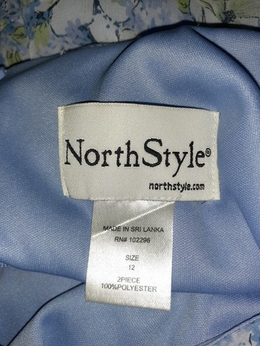 NORTHSTYLE Size 12 A-Line Dress Blue Green White Floral Sleeveless Midi - Picture 6 of 6