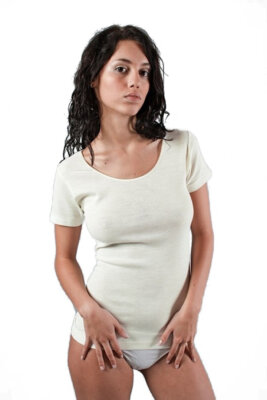 Maglia intima donna MISTO LANA mezza manica scollatura tonda