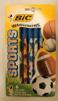 Vintage Bic Wavelengths Play Sports Pens!   6 Blue ink pens! Unique Items ! NICE