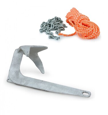 Anker-Set Bruce Anker M-Anker 2 kg + Leine Seil Tauwerk mit Kette