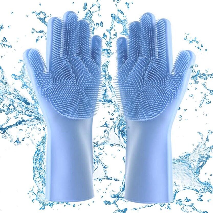 Silicon Magic Scrubber Bristles Glove Kitchen Dishwashing Cleani
