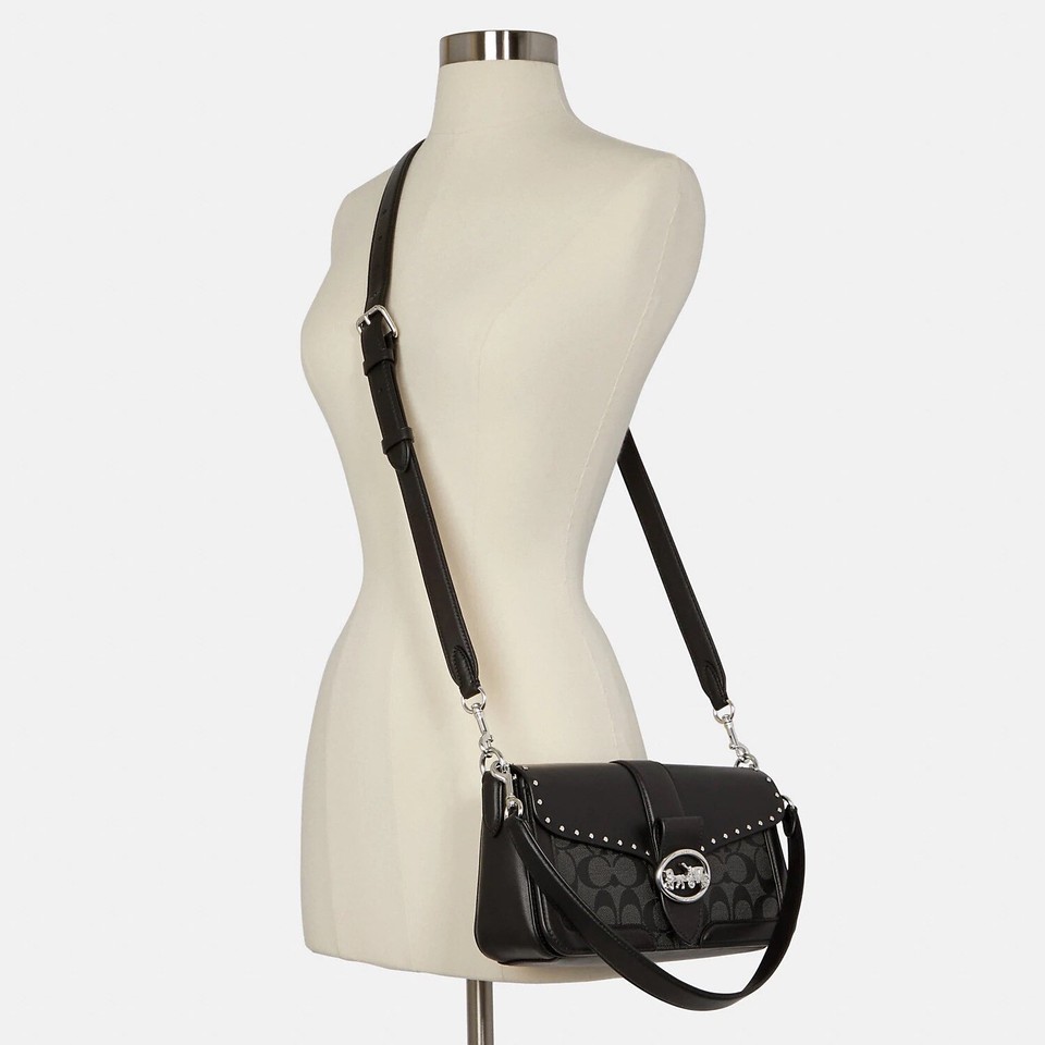Coach Georgie Shoulder Bag in Colorblock Signature Canvas With Rivets ...