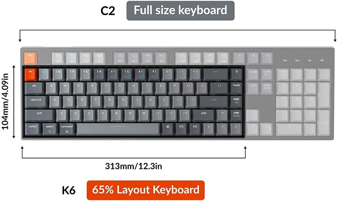 Keychron K6 Bluetooth 5.1 Wireless Mechanical Keyboard with