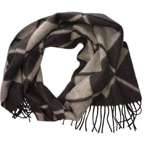 CHARTER CLUB 100% CASHMERE Scarf. Brown Diamond Argyle Pattern Fringe Adult - Picture 4 of 10
