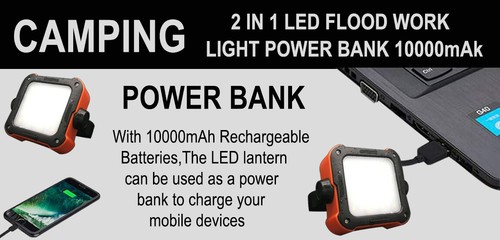 Lampe de Camping Lampe d'Atelier et Batterie Externe Portable 10000 mAh - Imagen 12 de 12