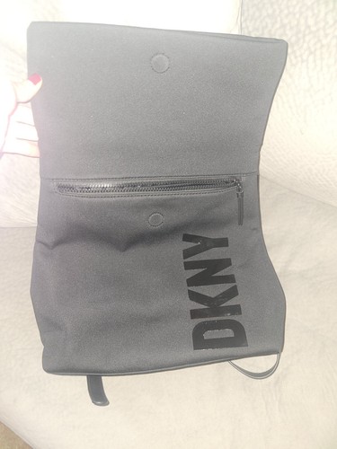 DKNY Black Tilly Medium Logo Foldover Bag Backpack - Picture 4 of 5