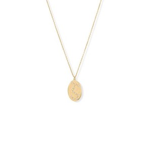Authentic 14k Gold Plated 925 Silver CZ Zodiac Scorpio Oval Constellation 16+2" Necklace