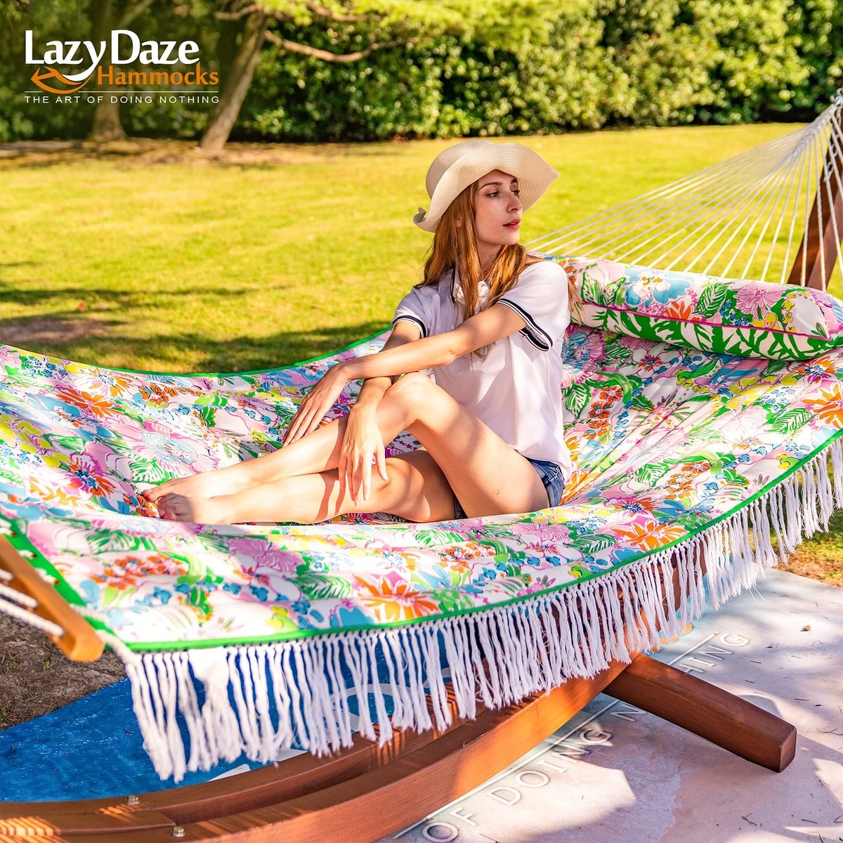Lazy Daze Hammocks 12 FT Double Layered Quilted Fabric Hammock