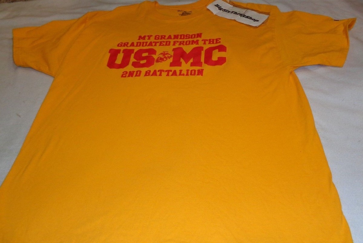 T-shirt Champion USMC – 2ème Bataillon Paris Island | Taille XL, Jaune, Neuf Avec étiquettes