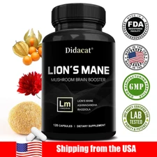 Lion'Smane Mushroom Capsules Enhanced Brain Mood Stress Response 120 Pills