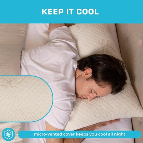 Luxury Cooling Memory Foam Pillow for Side, Back & Stomach Sleepers - 26" x 20" - Picture 8 of 11