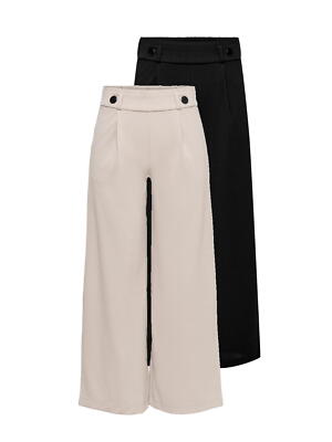 Jacqueline de Yong Damen weite Palazzo JdyGeggo Stoff-Hose Marlenehose Sommer