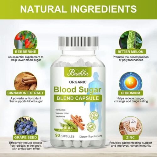 Berberine Blood Sugar Support Supplement Low Sugar Control Supplement 90capsules - Picture 3 of 8