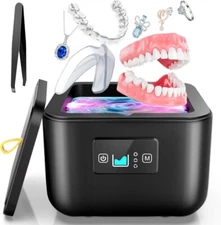 UV Ultrasonic Cleaner for Dentures, Retainers, Jewelry - 45kHz, 3 Modes, 255ML