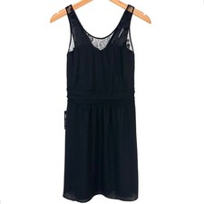 NWT Express Black Lace & Chiffon Fit & Flare Mini Dress Size 2
