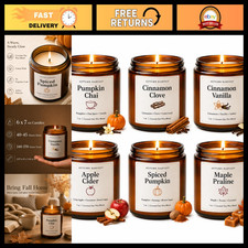 Autumn Scented Candle Set of 6 - 7 oz Soy Candles for Home D cor  Gifts