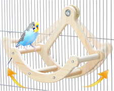 Bird Perch Toy, Interactive Rocking Parakeet Toys and Perches, Wooden Exercise W