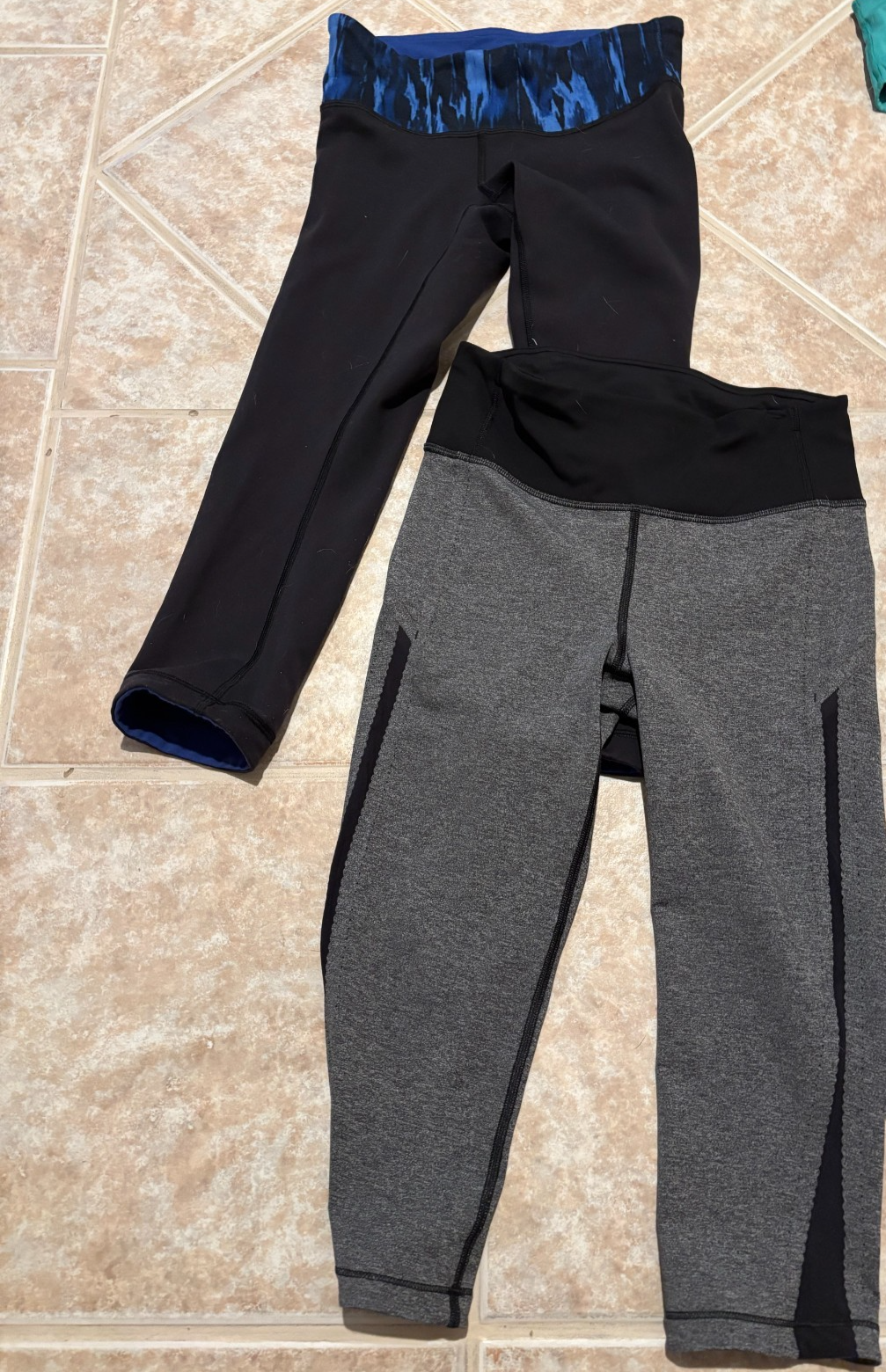 Women's lululemon black/grey leggings size 6 preloved two pair #83