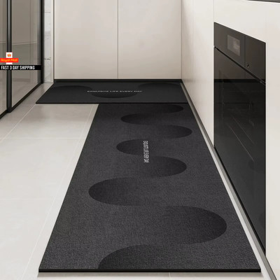 Küche Fußmatte PVC Wasserdicht Lederteppich Schwarz Teppiche Lange Fußmatten Nicht