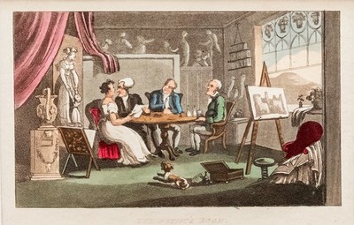 Dr. Syntax A Tour of - Aquatinta altkoloriert Rowlandson 1823 mit Passepartout