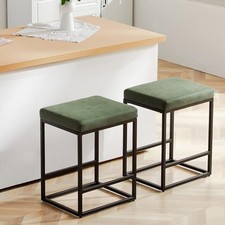 24''/30" Bar Stool 2sets Backless Counter Height PU Leather Bar Chairs mul-color