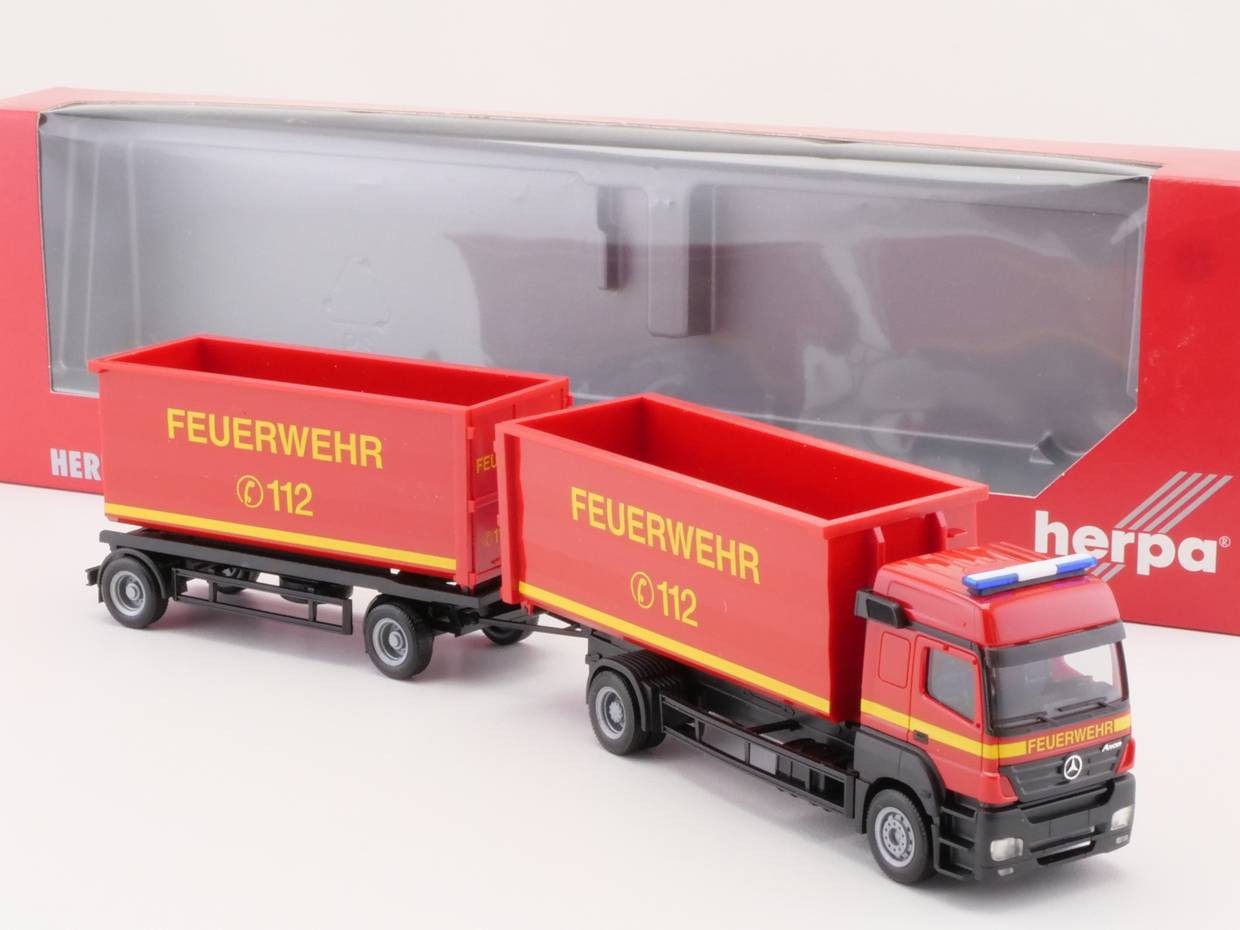 Herpa 153133 MB Axor HZ Fire Brigade Roll-Off Container Mint! OVP SG 1704-29-79