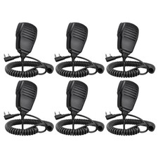 SAMCOM Speaker Mic for Two Way Radios,2 Pin Walkie Talkies 6 PCS, Black