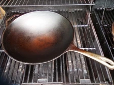 Vintage Lodge Cast Iron Wok 13" dia, Long Handle, Cast Iron Camping skillet