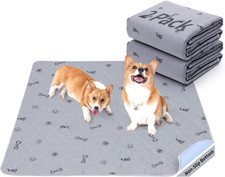 Washable Dog Pee Pads, 2-Pack Absorbent Non-Slip Puppy Training Mats 31x36