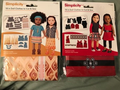 18  doll clothes american craft sets pattern fabric cut sew skirt pants robe
