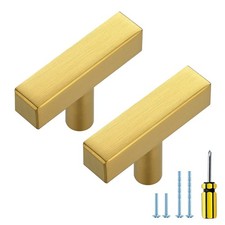 20 Pack Gold Cabinet Handles Brushed Brass Square Kitchen Pulls 2 Inch Length