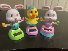 Vintage Solar Powered Dancing Easter Bunnies Work Fantastic Set Of 3