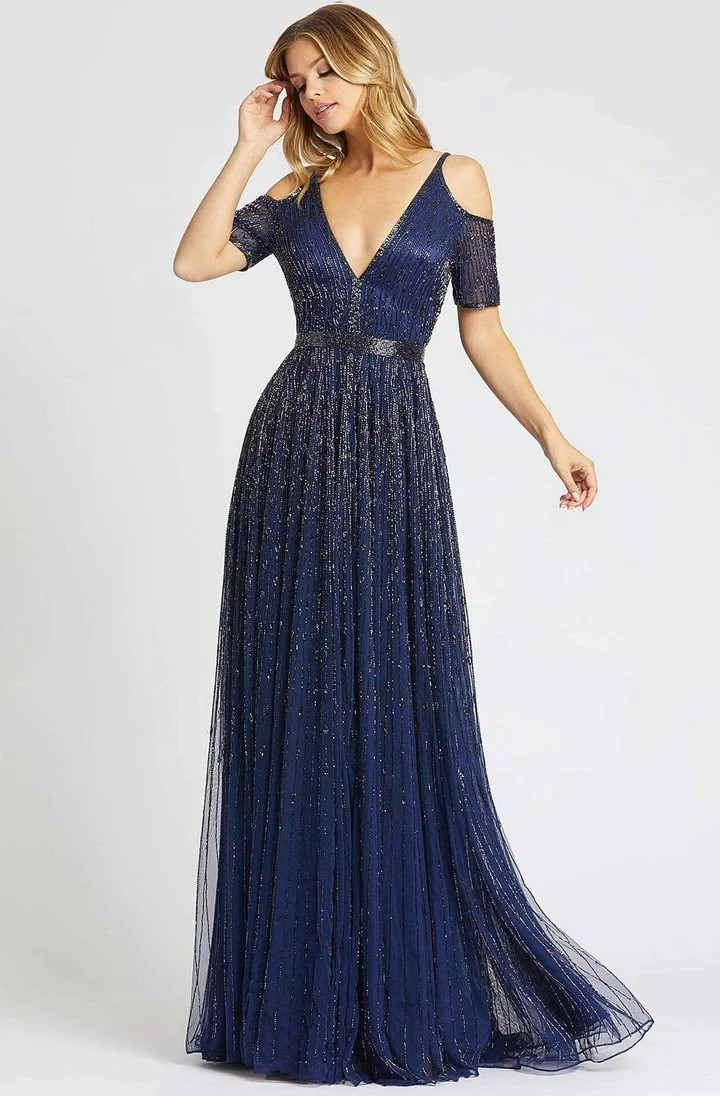 Mac Duggal 5175 Beaded Cold Shoulder A-line Gown-Size 4 (LK#1190 A)
