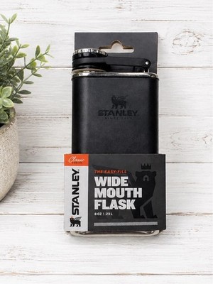 Stanley Classic Easy Fill Wide Mouth Flask  8 oz .23 L Black Stainless Steel