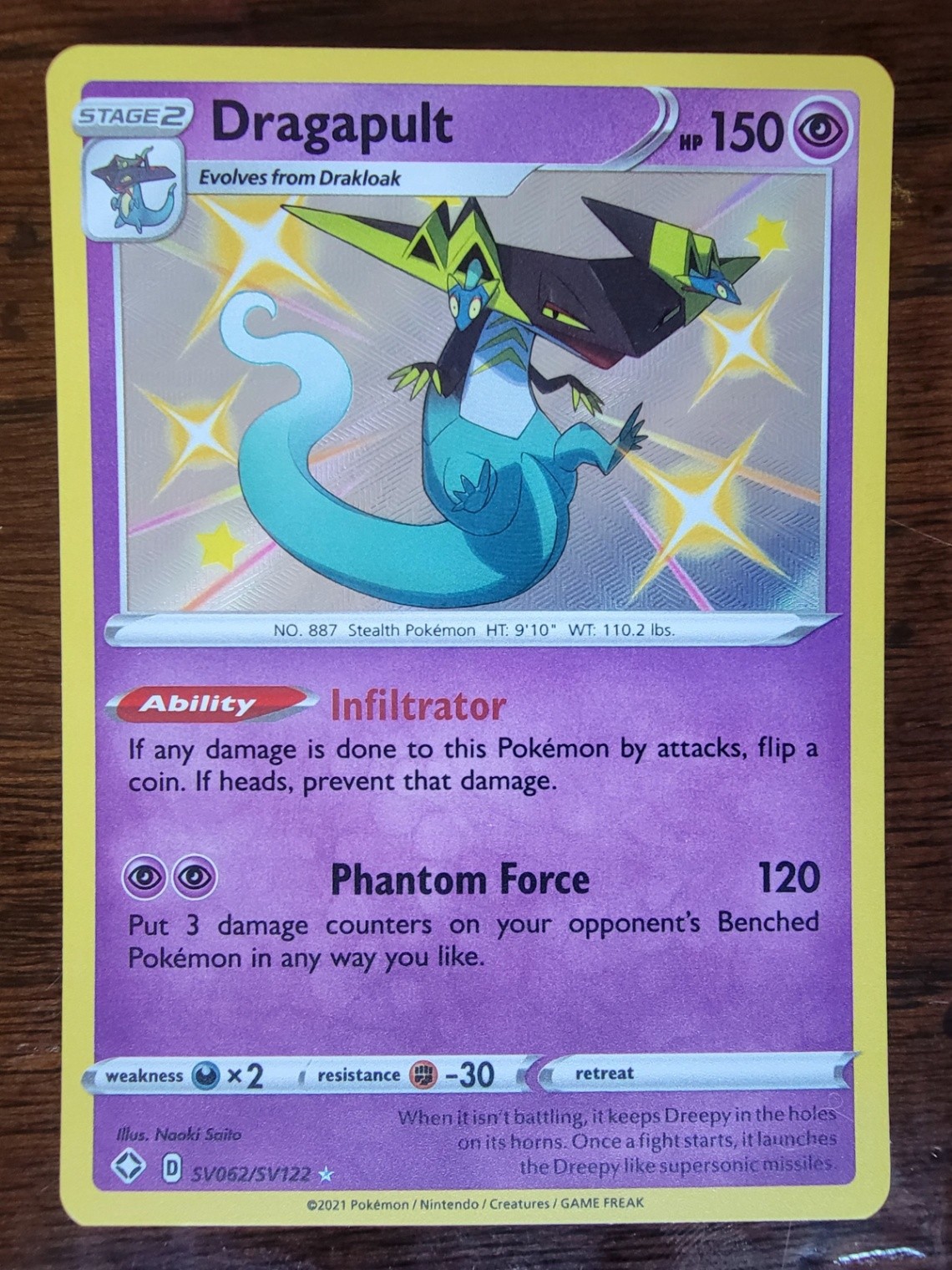 Dragapult Shiny Holo Rare Shining Fates: Shiny Vault SV062/SV122 NM