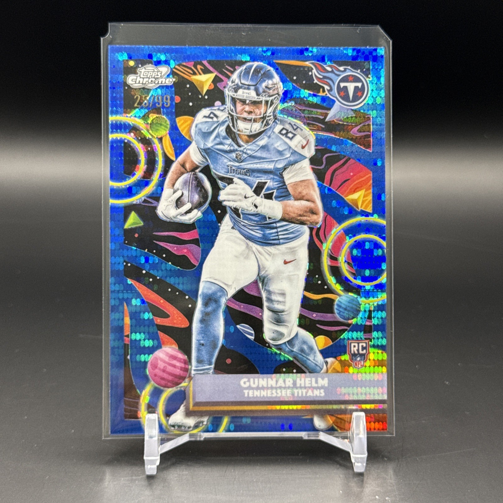 2025 Topps Cosmic Chrome Gunnar Helm #197 Blue Moon Refractor 25/99 - Titans