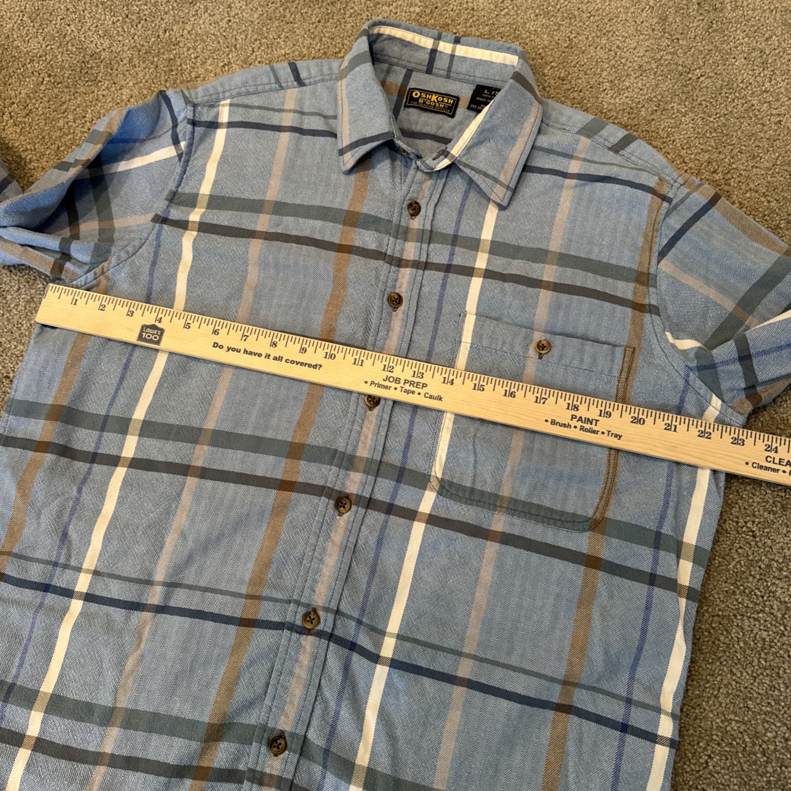 Vtg OshKosh B'Gosh Shirt Mens Lg Plaid Flannel Long Sleeve Button Front Casual image 6