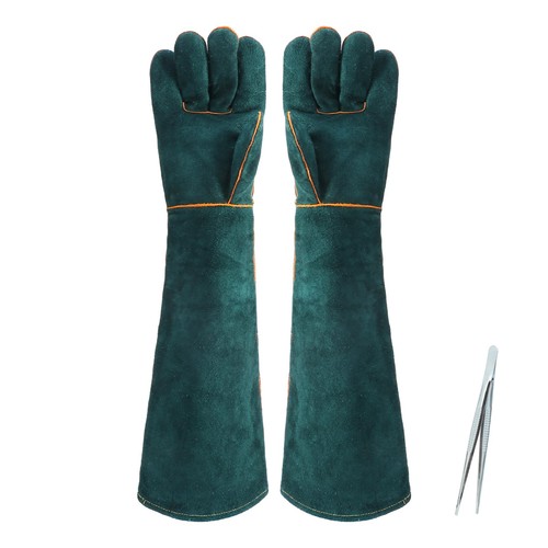 1 par de guantes de manejo de animales guantes de soldadura de cuero a prueba de mordeduras reforzados con 24,4 pulgadas - Imagen 3 de 9