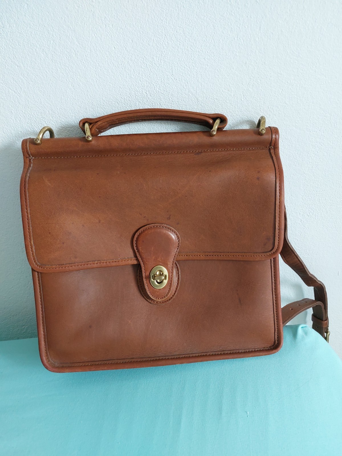 Old Coach Leather Shoulder Bag 2way Made in USA Brown 9927 Willis 