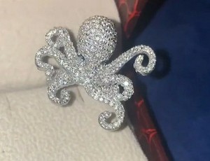 Authentic 2.50CT Round Real Moissanite 14k White Gold Plated Octopus Wedding Ring