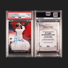Topps 2023 Luminaries Hit Kings Autograph Oswald Peraza Red HKOP2 PSA 9