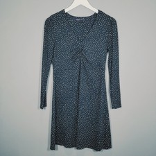 MARKS & SPENCERS DRESS 10 BLACK DOTTY SPOT STRETCH MIDI WD61
