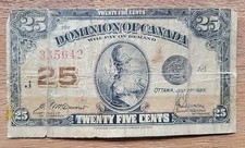 Dominion of Canada, 1923 25 Cents "shinplaster" VG+++, P-11b