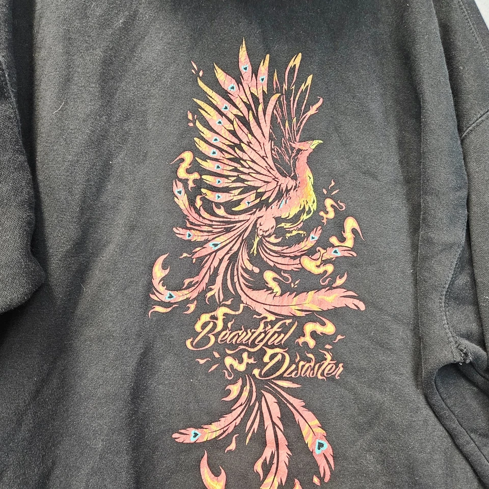 Hermosa sudadera con capucha Disaster Fire Phoenix Flames para mujer C1X XL negra Foto 3 de 4