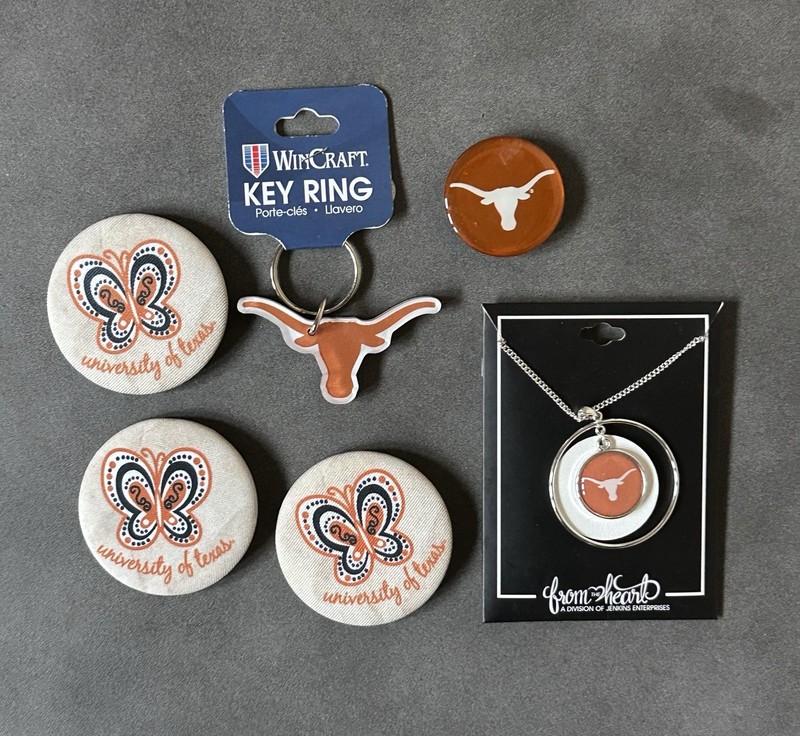 NEW UT Austin Longhorn Hook’em Gift Graduation LOT Pin Magnet Necklace Keychain