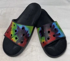 CROCS Unisex Tie-Dye Multicolor Comfort Slide Sandals Men’s 7 Women’s 9 EUC
