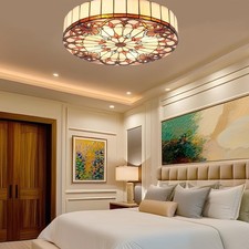 Tiffany Vintage Stained Glass Ceiling Light 20 Flush Mount 4-lights Chandelier Tiffany Vintage Stained Glass Ceiling Light 20 Flush Mount 4-lights Chandelier