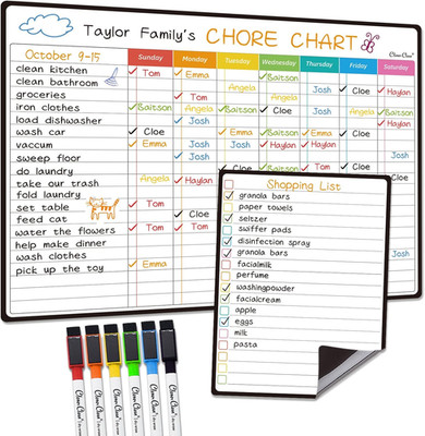 Magnetic Dry Erase Chore Chart - 14.5''x11'' Chore Chart for Kids, Teens and Adult